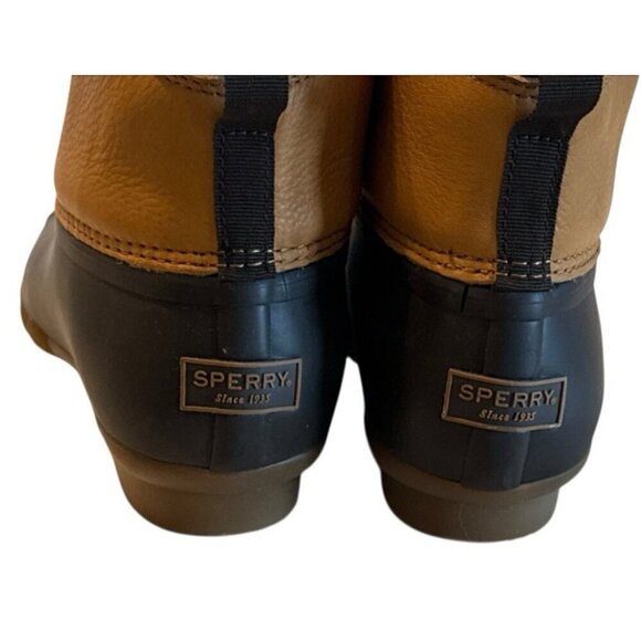 Sperry Top Sider Women's Tan Brown Saltwater Duck Rain Boot Leather Rubber Sz 8 - Picture 4 of 9